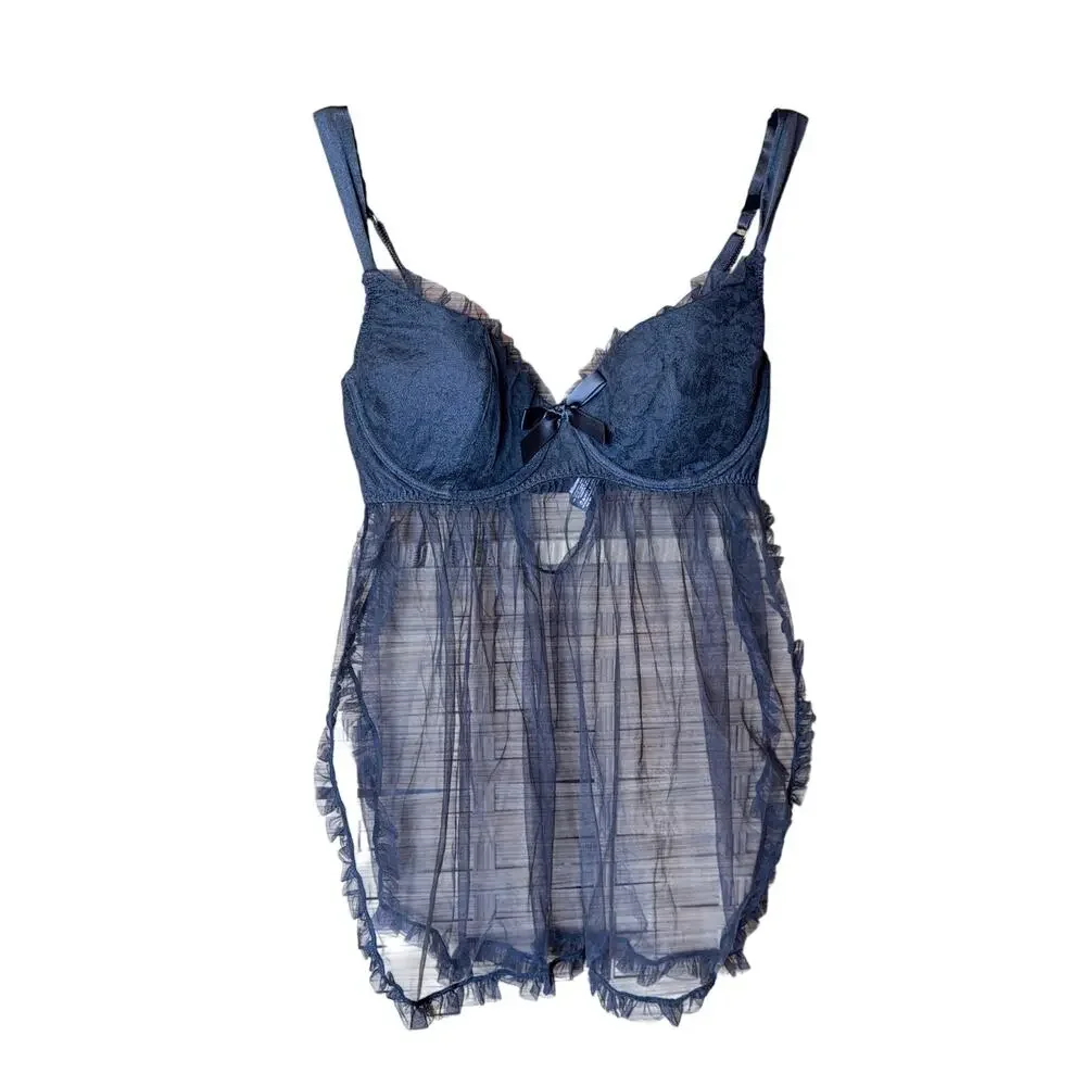 Victoria’s Secret sexy little things black bra lingerie underwire babydoll 36D